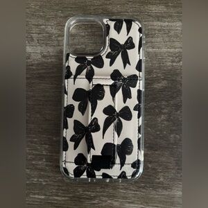 Walli Case Cream with Black Bows Band for Easy Holding and Card Slots